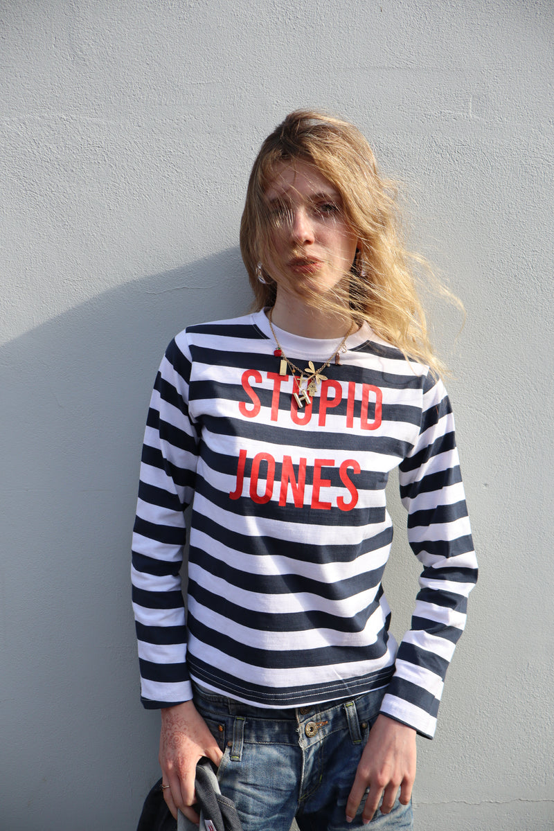 Stupid stripes white navy